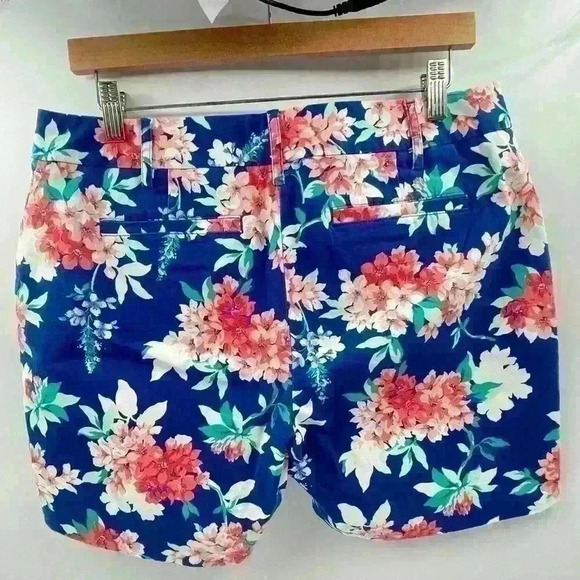 Lands End Women's 10P Multicolor Floral Blue Pink Hawaiian Shorts Midrise - Picture 7 of 9